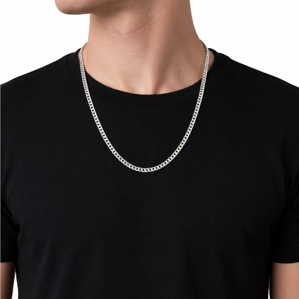 925 Sterling Silver Cuban Link Chain Necklace for Men Size 24”